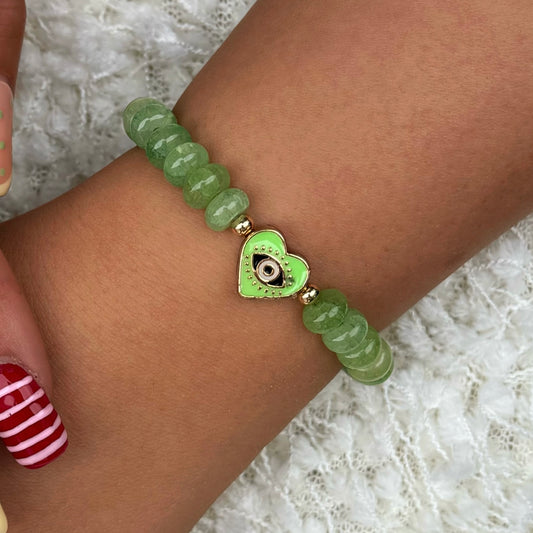 Green Heart Evil Eye Bracelet
