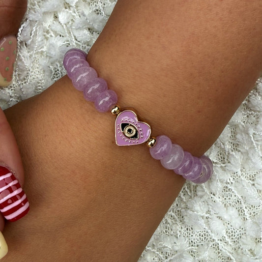 Purple Heart Evil Eye Bracelet