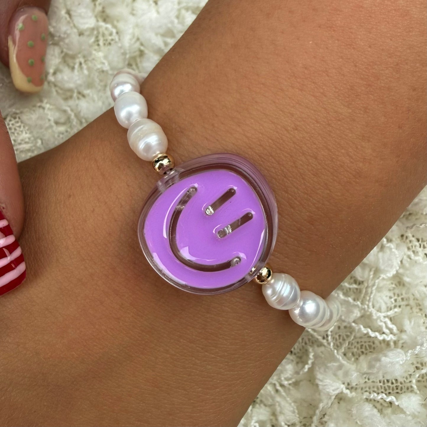 Purple Smiley Fresh Water Pearl Bracelet